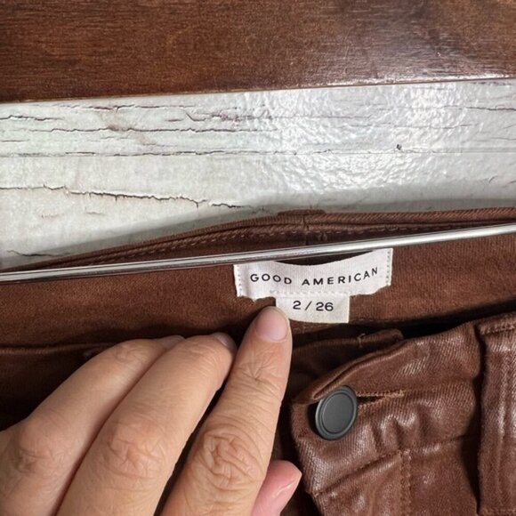 Good American Good Legs Coated Ankle Skinny Jeans Size 2/26 Tortoise Shell - Picture 4 of 8